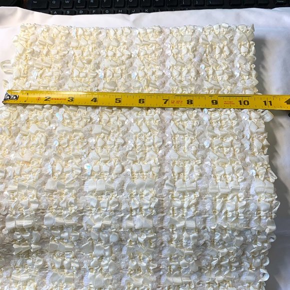 NR1 By Ned Gould Ivory Ribbon and Sequins Stretch Top Size 14 Cocktail Party - Picture 6 of 10